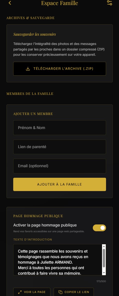 Paramètres Espace Famille